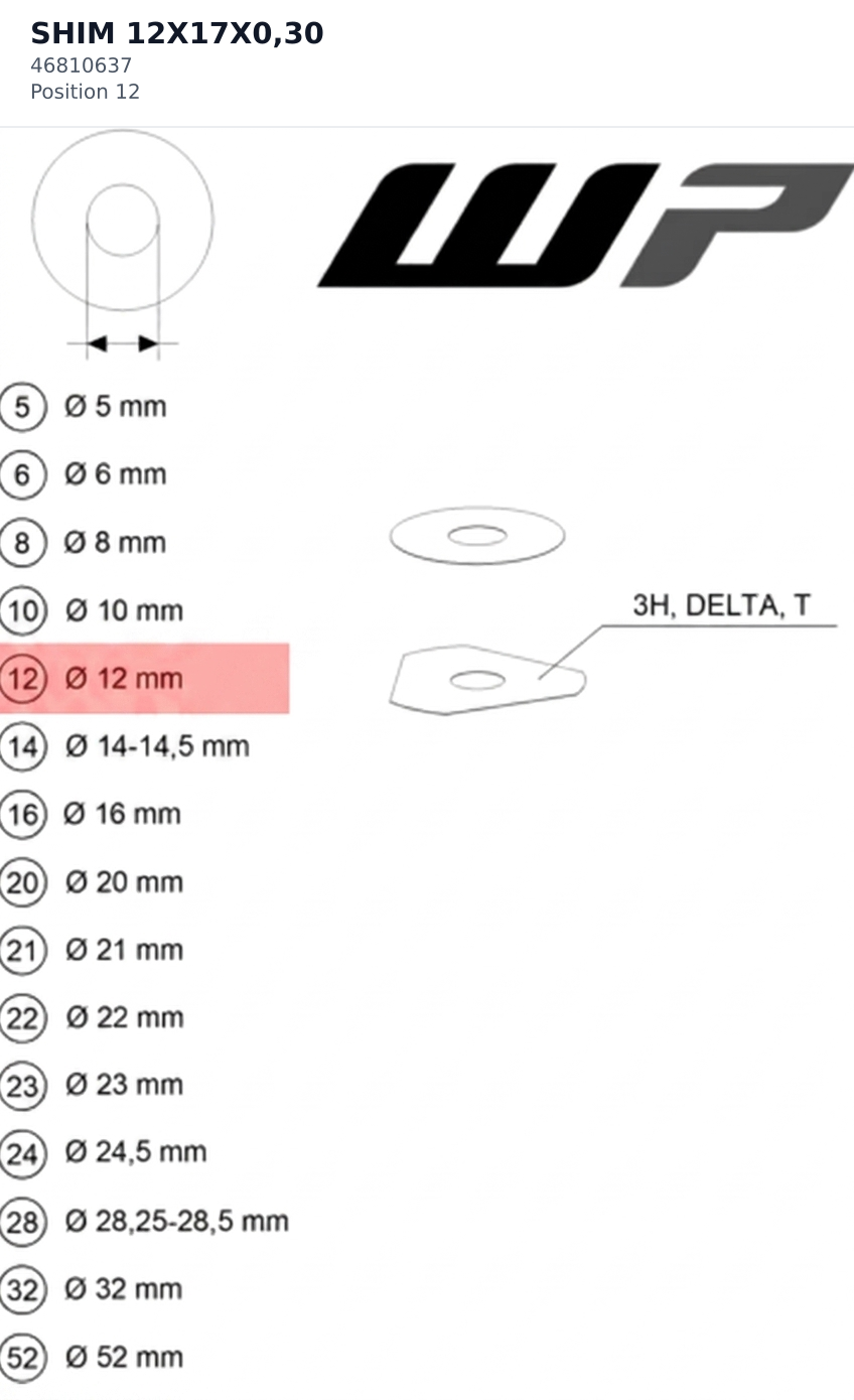 Diagram preview: SHIM 12X17X0,30 (46810637)
