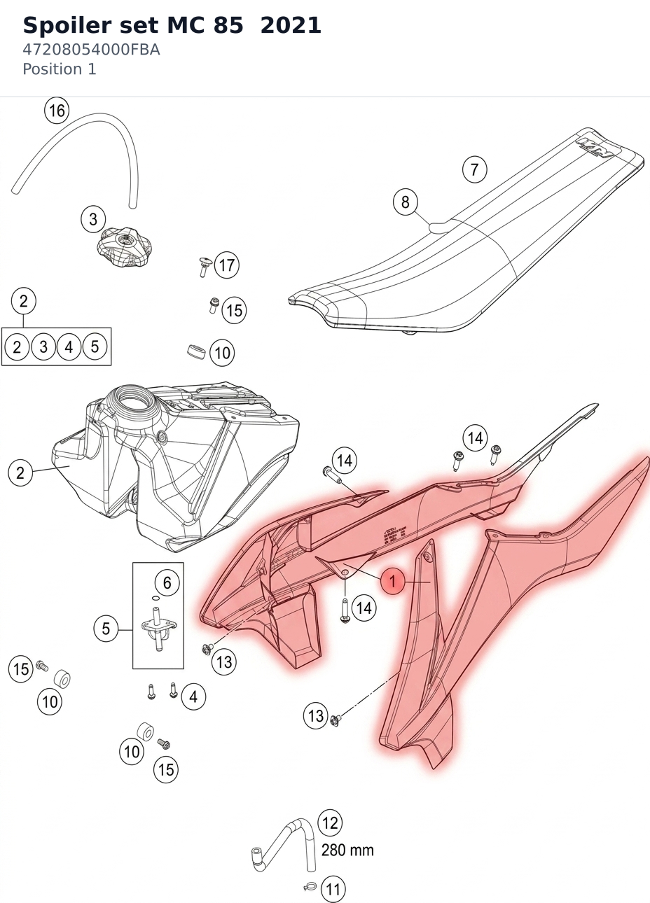 Diagram preview: Spoiler set MC 85 2021 (47208054000FBA)