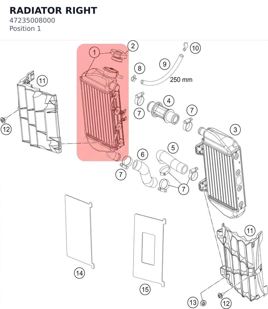 Diagram preview: RADIATOR RIGHT (47235008000)