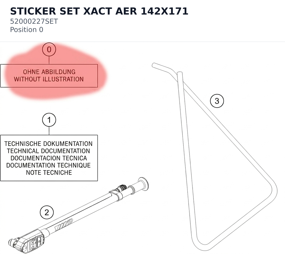 Diagram preview: STICKER SET XACT AER 142X171 (52000227SET)