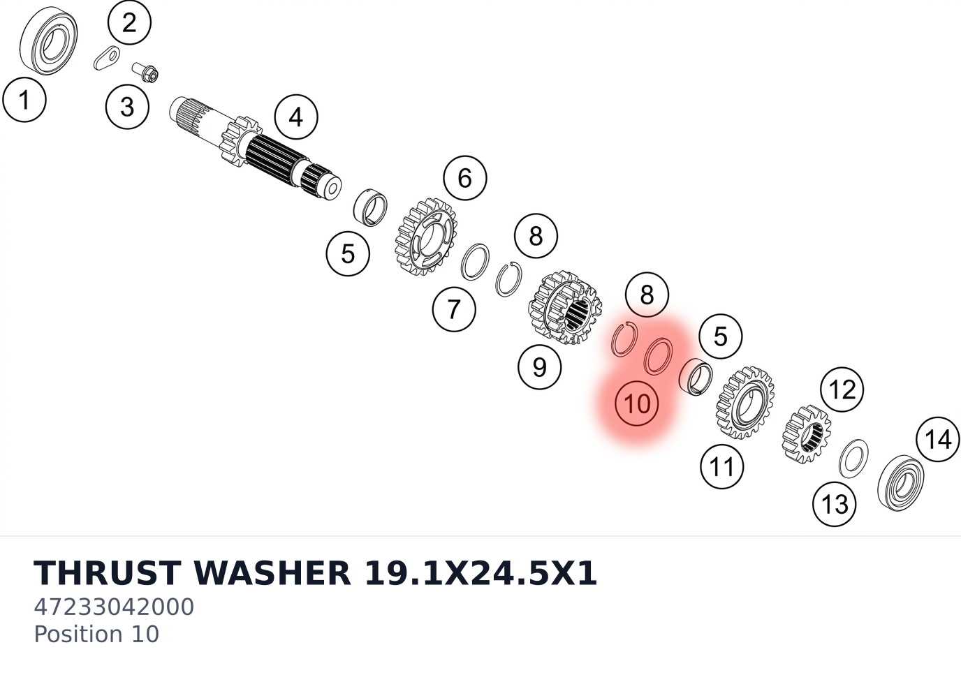 Diagram preview: THRUST WASHER 19.1X24.5X1 (47233042000)