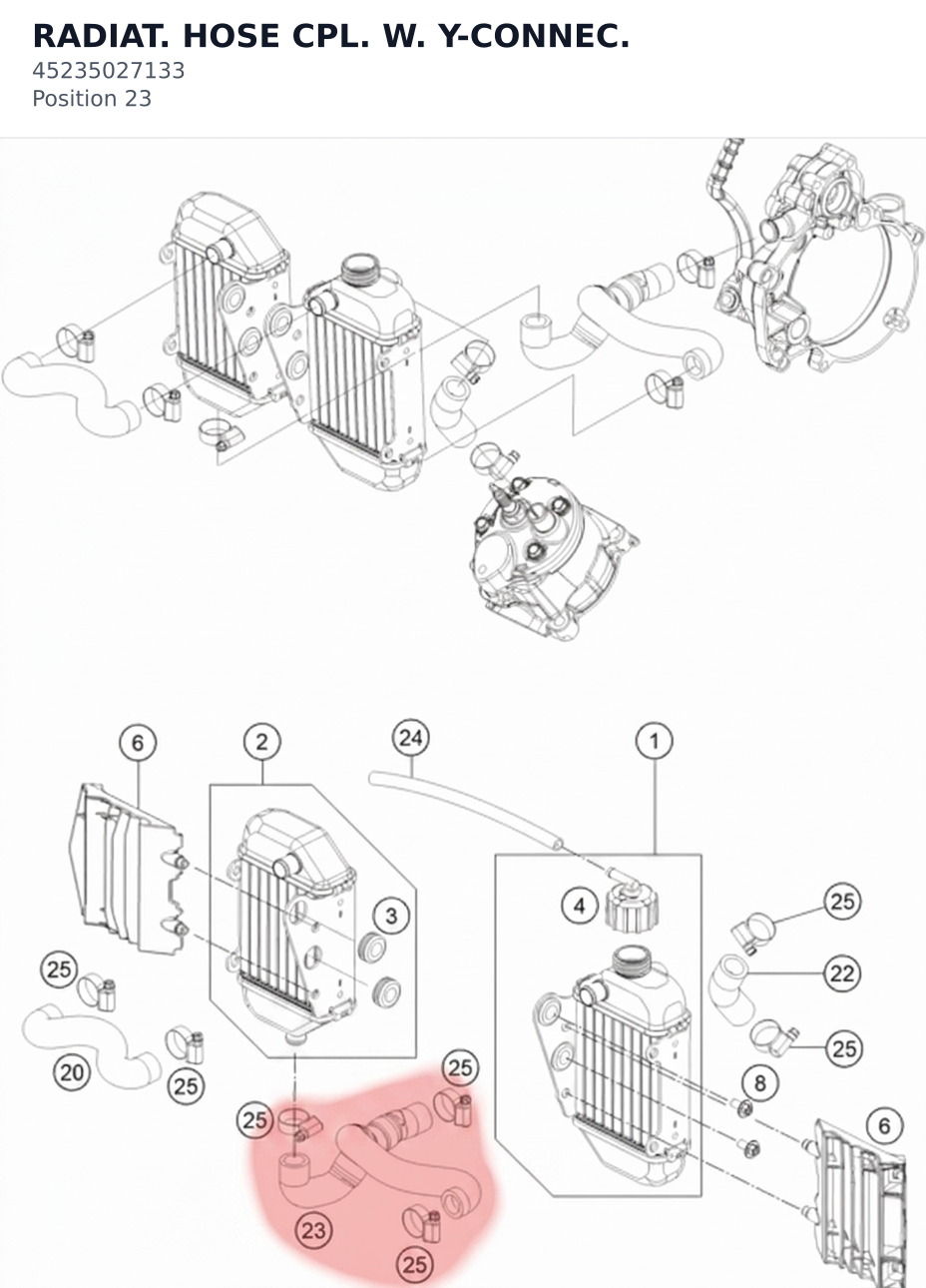 Diagram preview: RADIAT. HOSE CPL. W. Y-CONNEC. (45235027133)