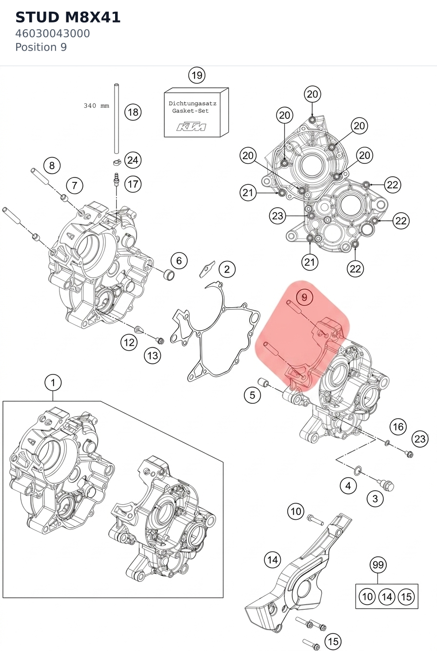 Diagram preview: STUD M8X41 (46030043000)