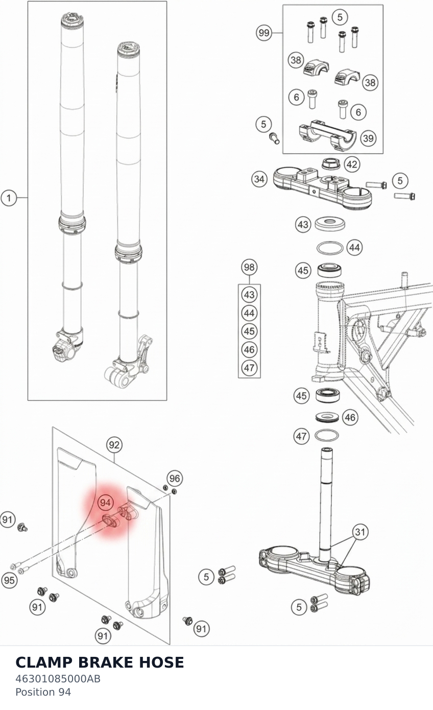Diagram preview: CLAMP BRAKE HOSE (46301085000AB)