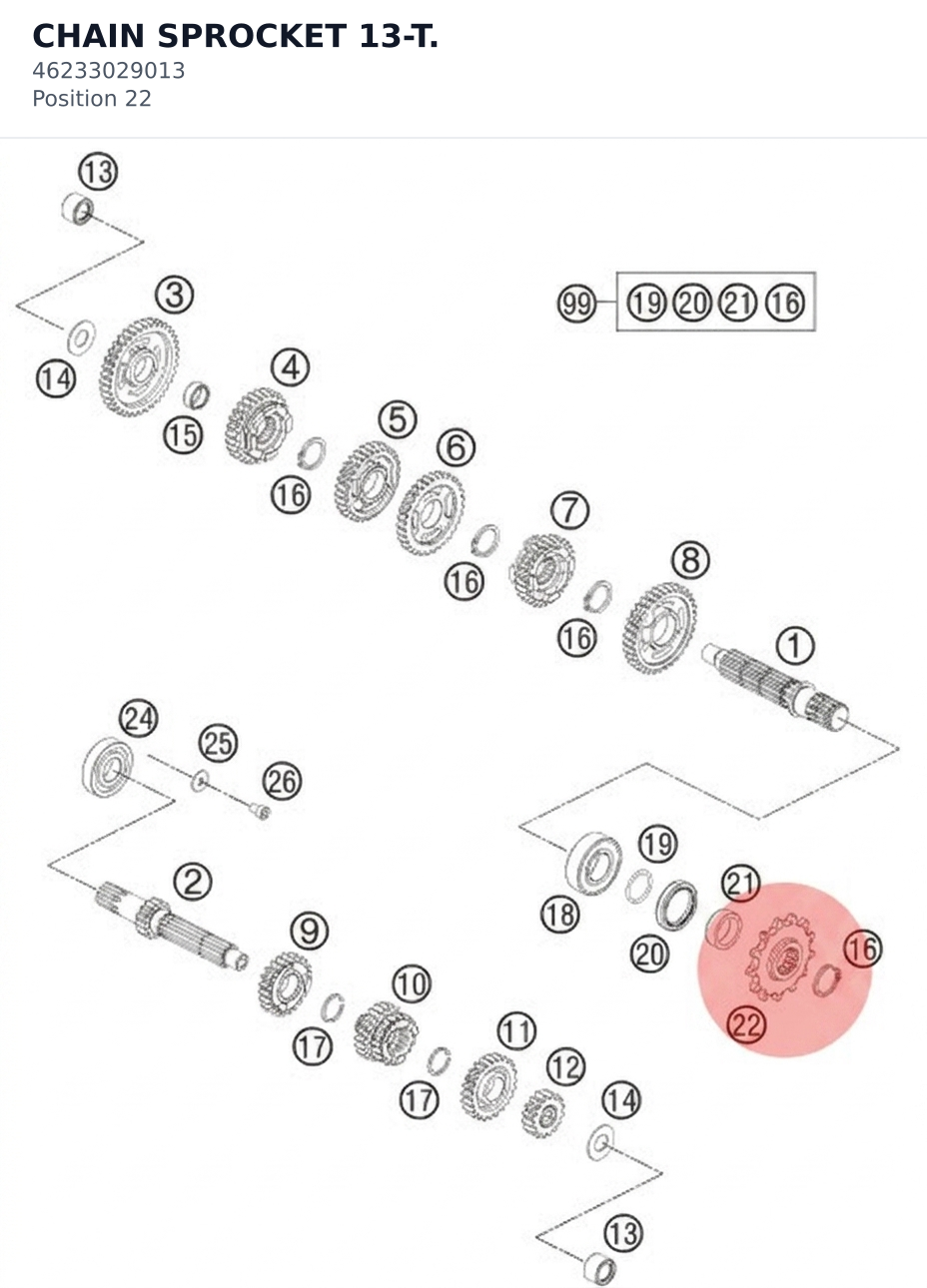 Diagram preview: CHAIN SPROCKET 13-T. (46233029013)