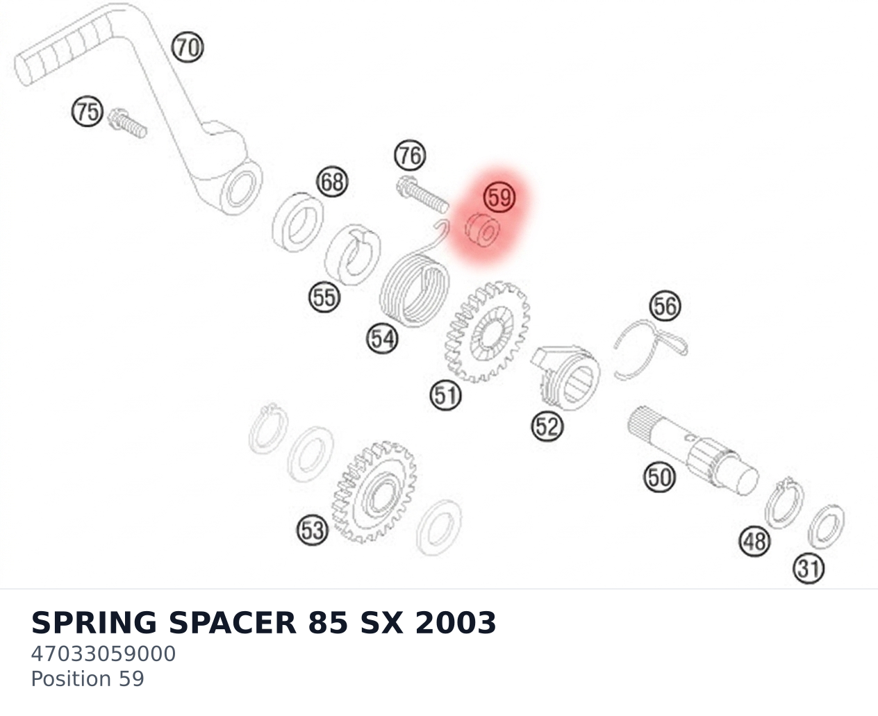 Diagram preview: SPRING SPACER 85 SX 2003 (47033059000)