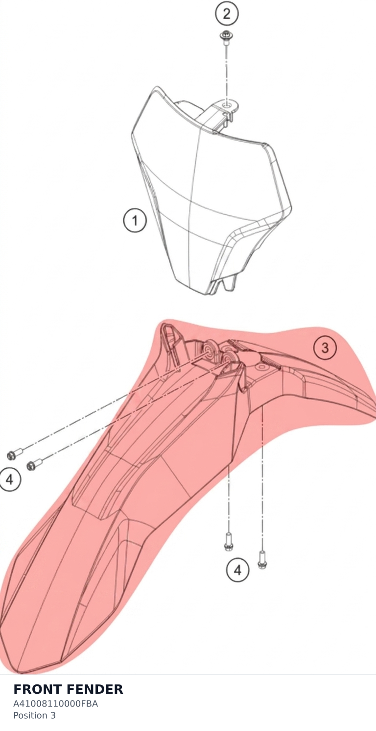 Diagram preview: FRONT FENDER (A41008110000FBA)