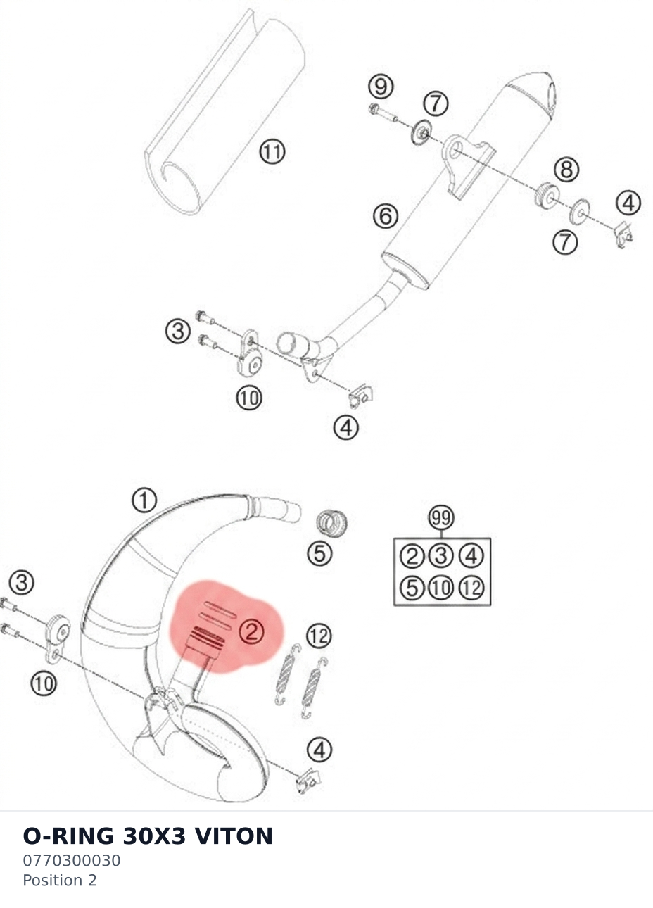 Diagram preview: O-RING 30X3 VITON (0770300030)