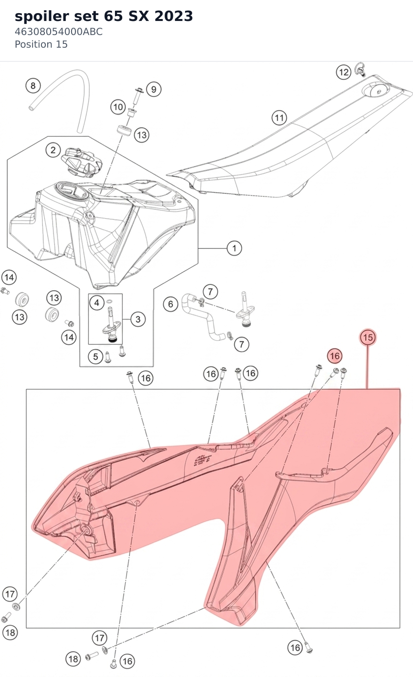 Diagram preview: spoiler set 65 SX 2023 (46308054000ABC)