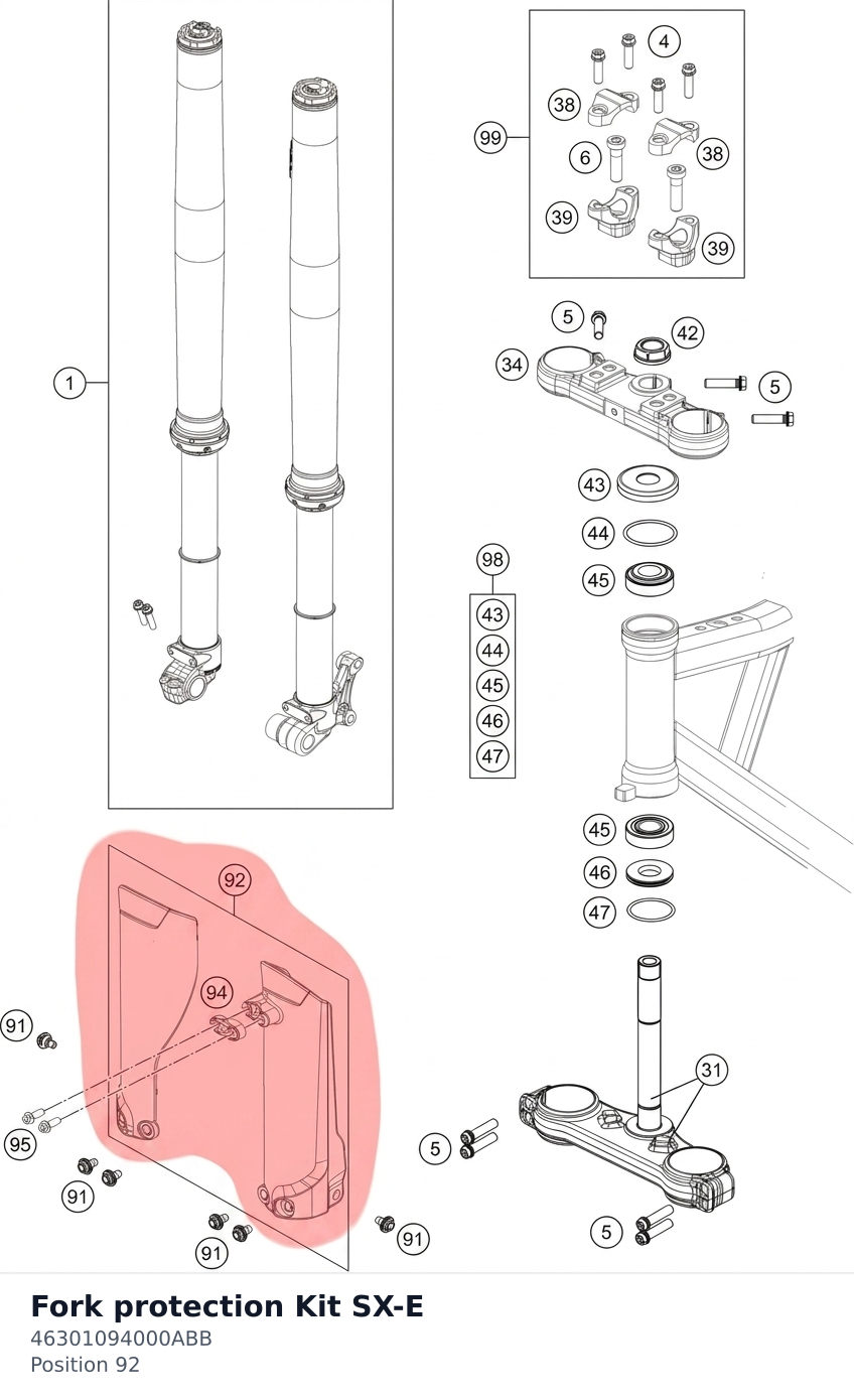 Diagram preview: Fork protection Kit SX-E (46301094000ABB)