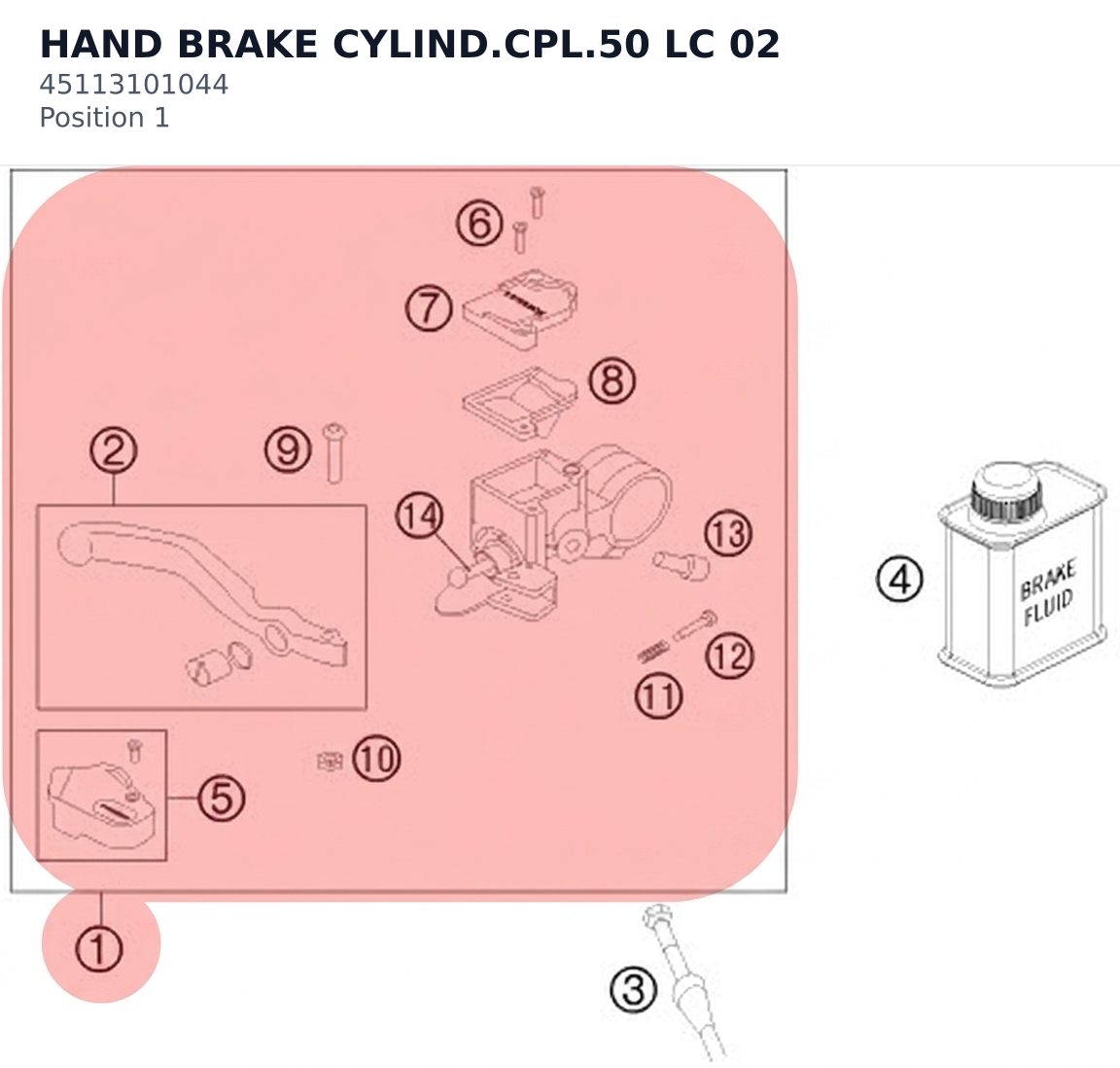 Diagram preview: HAND BRAKE CYLIND.CPL.50 LC 02 (45113101044)
