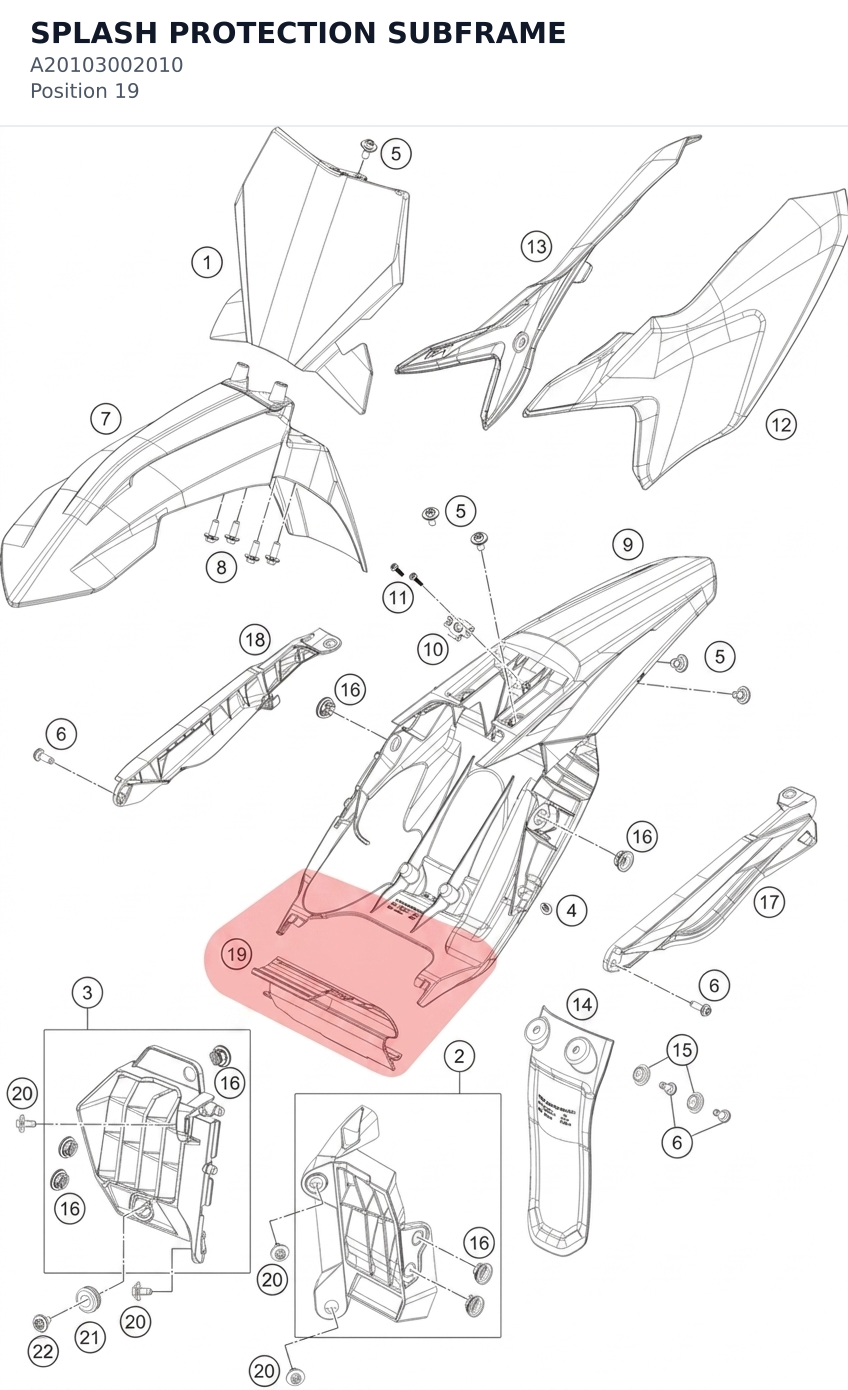 Diagram preview: SPLASH PROTECTION SUBFRAME (A20103002010)