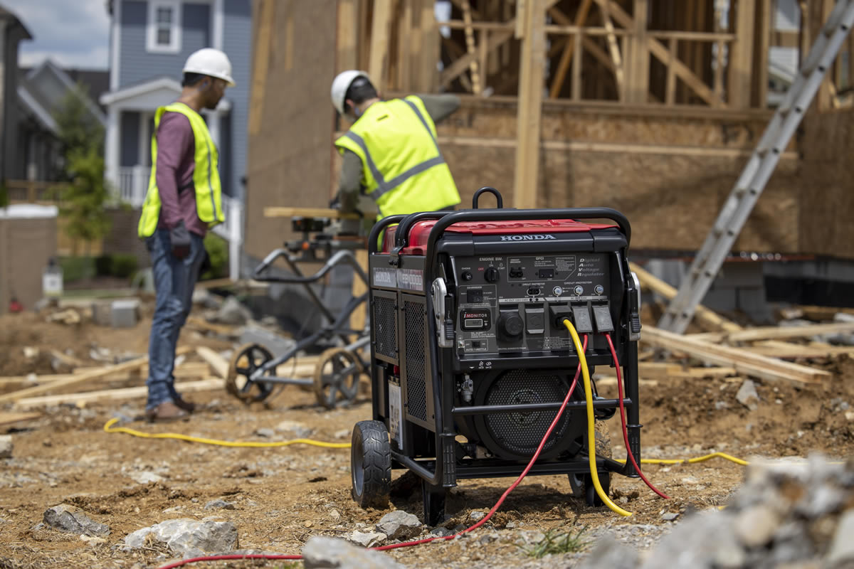 Honda EB10000 OSHA compliant generator at a commercial worksite
