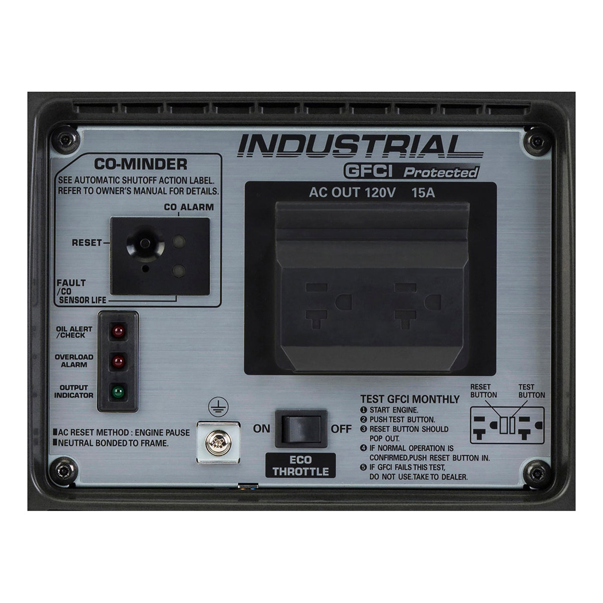 Honda EB2200i control panel with full GFCI protected 20A outlets