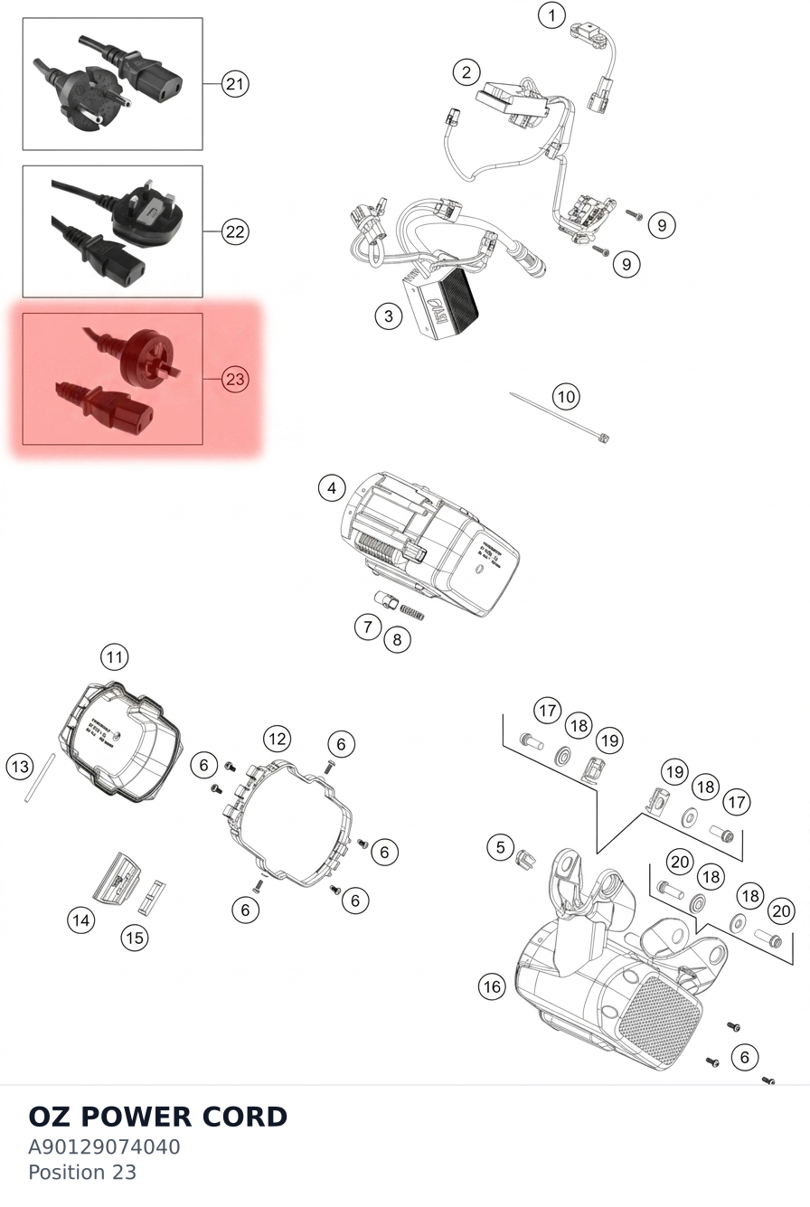Diagram preview: OZ POWER CORD (A90129074040)