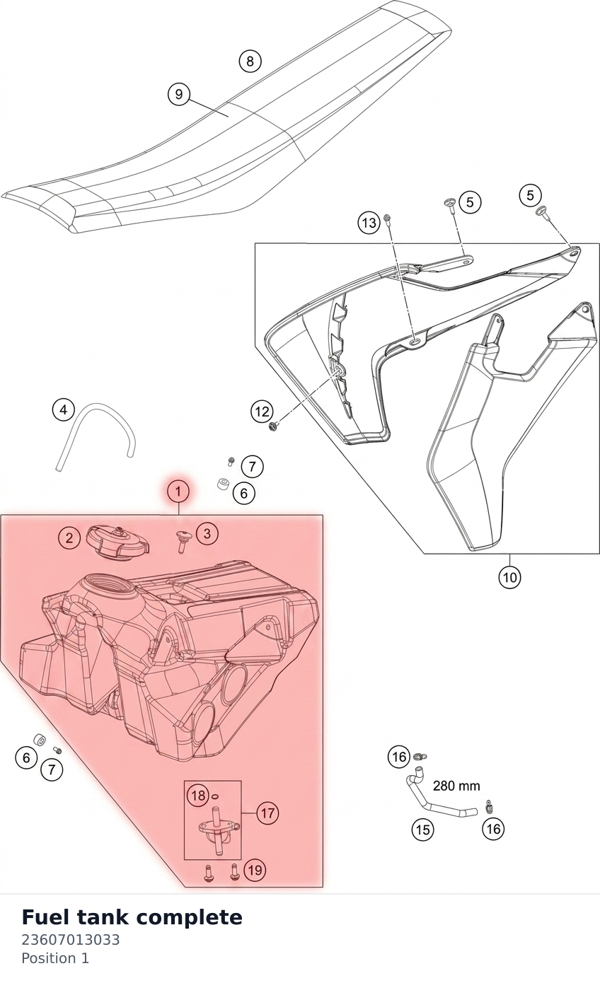 Diagram preview: Fuel tank complete (23607013033)