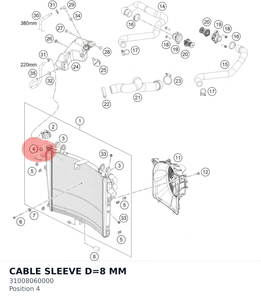 Diagram preview: CABLE SLEEVE D=8 MM (31008060000)