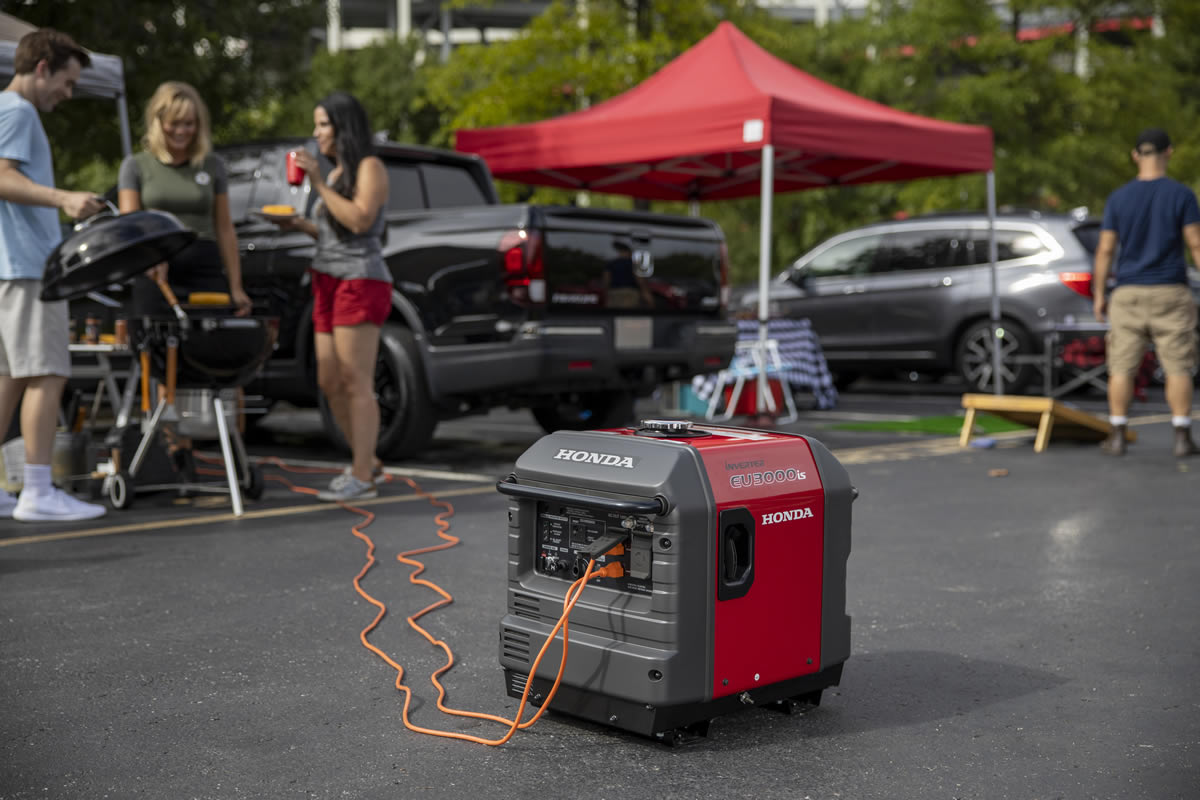 Honda EU3000iS generator set up for backup power at a home