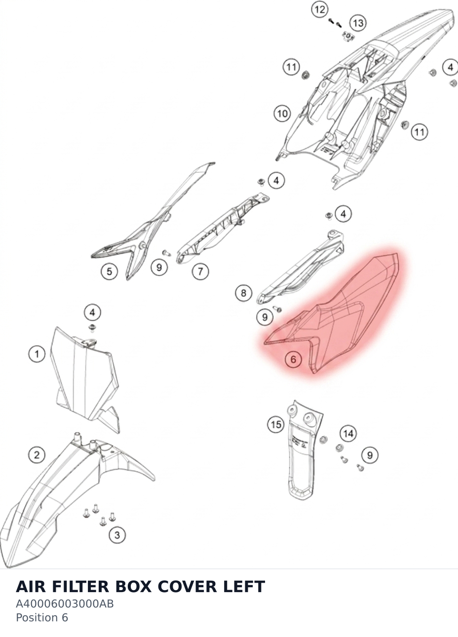 Diagram preview: AIR FILTER BOX COVER LEFT (A40006003000AB)