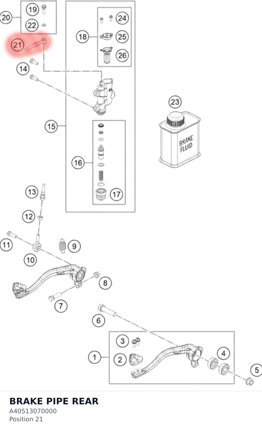 Diagram preview: BRAKE PIPE REAR (A40513070000)