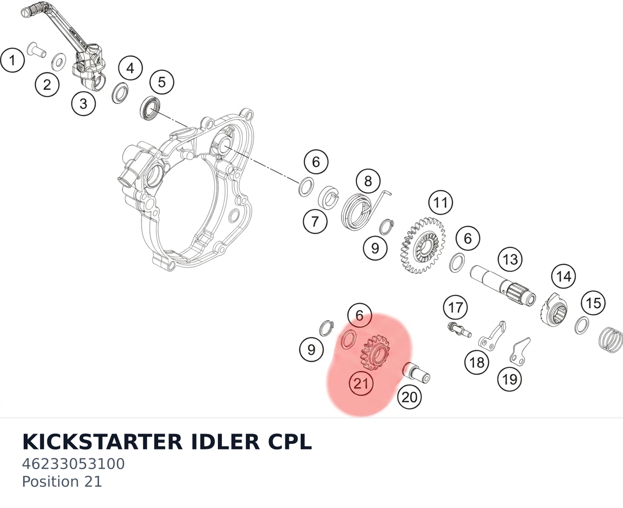 Diagram preview: KICKSTARTER IDLER CPL (46233053100)