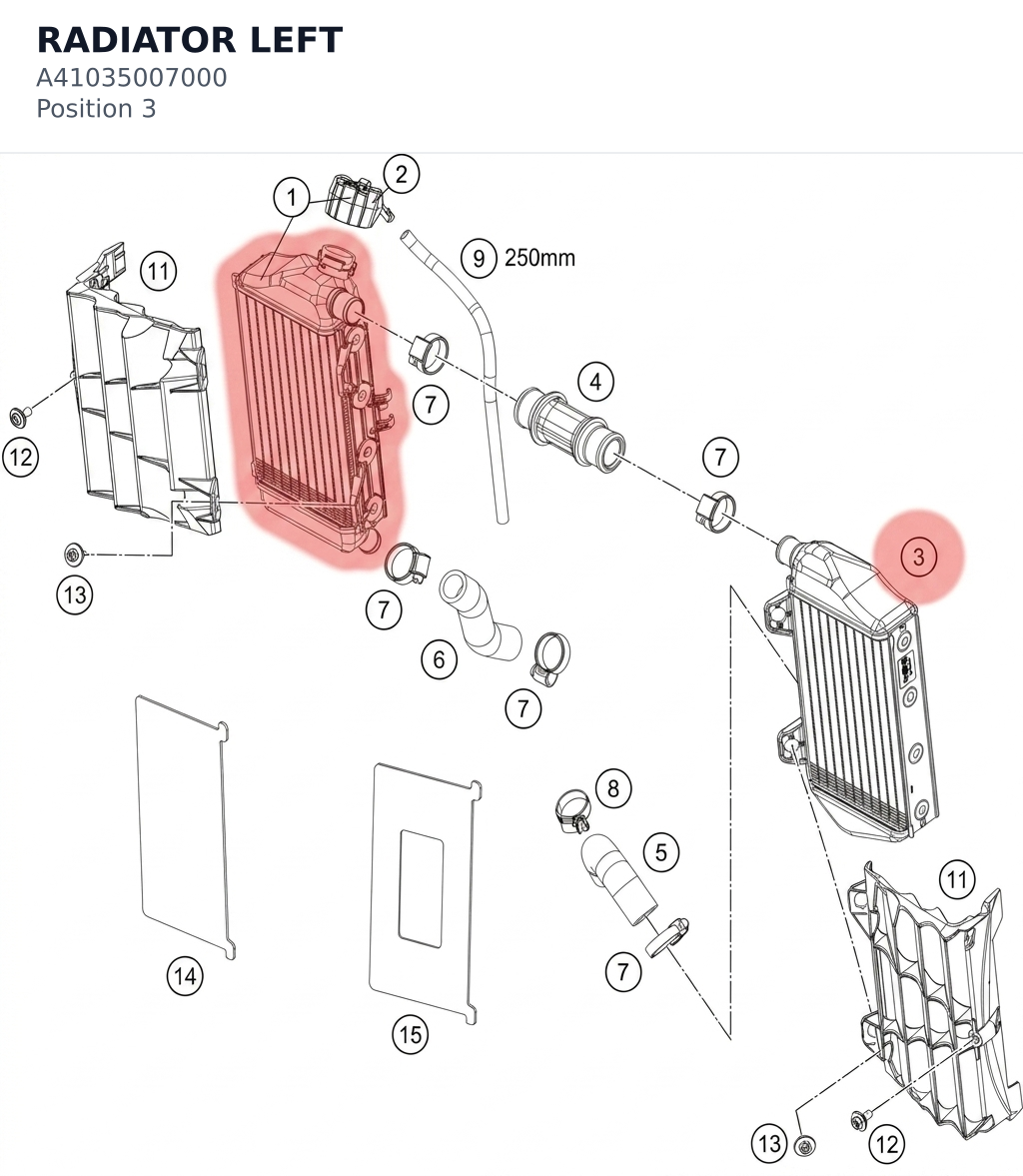 Diagram preview: RADIATOR LEFT (A41035007000)