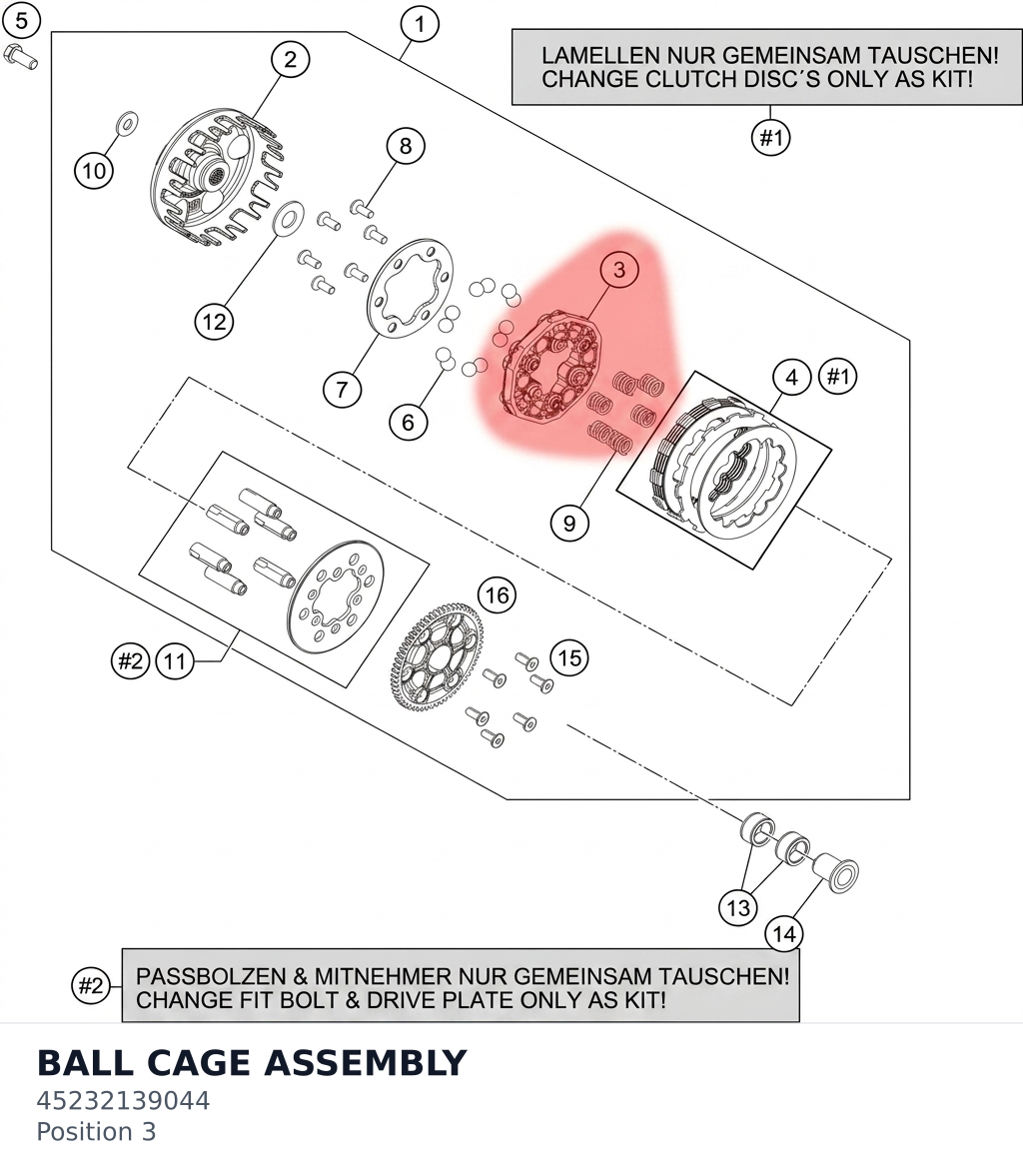 Diagram preview: BALL CAGE ASSEMBLY (45232139044)