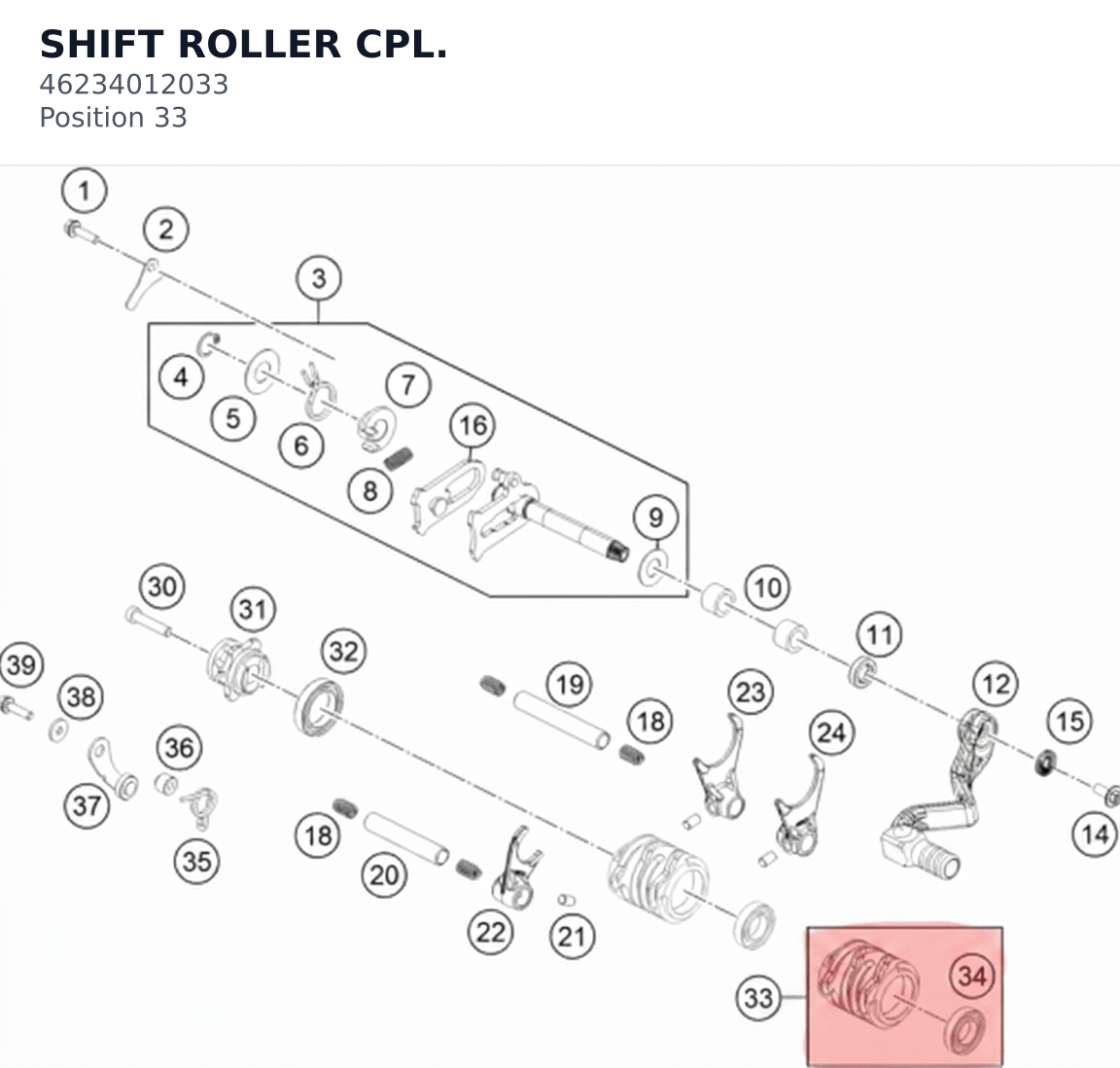Diagram preview: SHIFT ROLLER CPL. (46234012033)