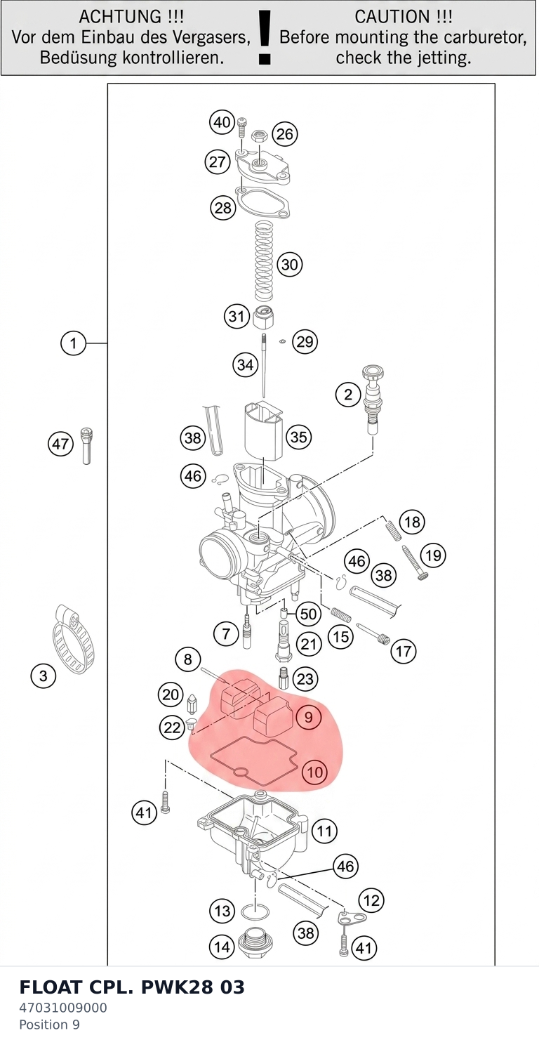 Diagram preview: FLOAT CPL. PWK28 03 (47031009000)