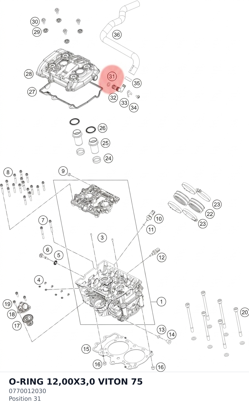 Diagram preview: O-RING 12,00X3,0 VITON 75 (0770012030)