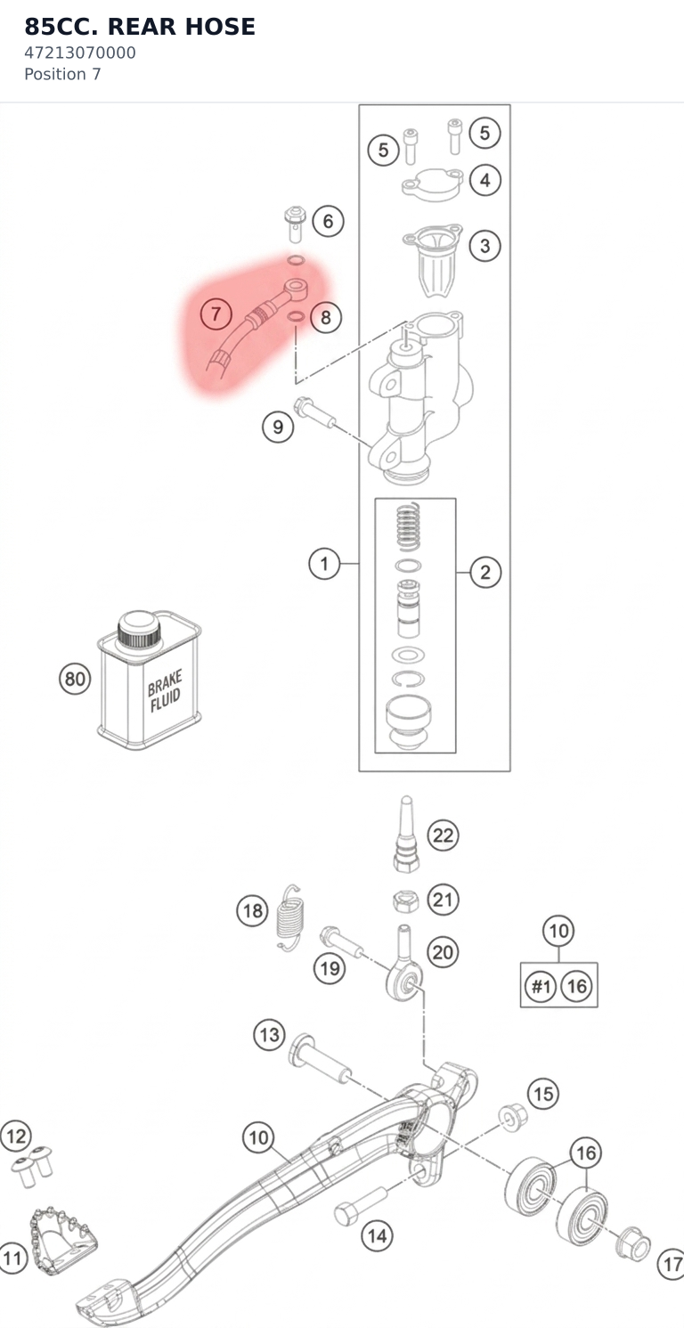 Diagram preview: 85CC. REAR HOSE (47213070000)