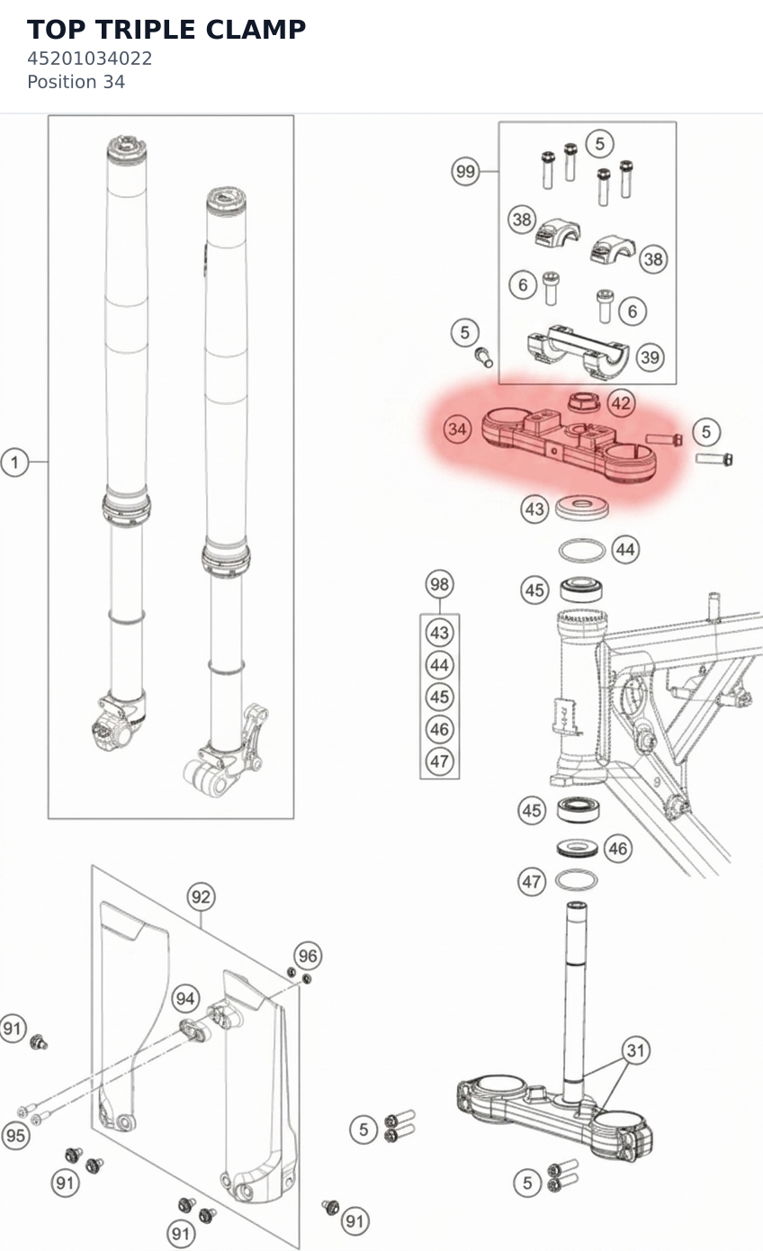 Diagram preview: TOP TRIPLE CLAMP (45201034022)