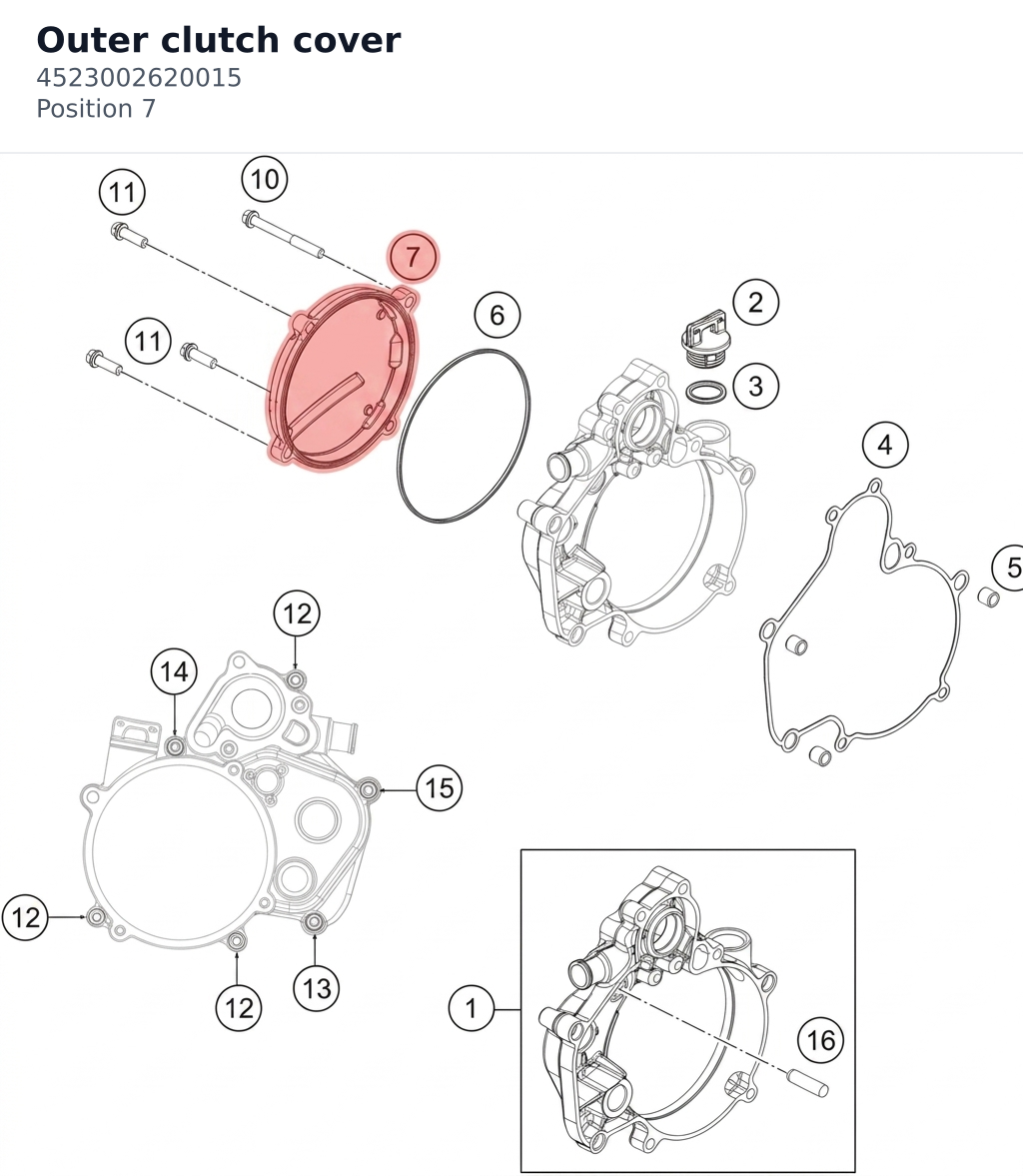 Diagram preview: Outer clutch cover (4523002620015)