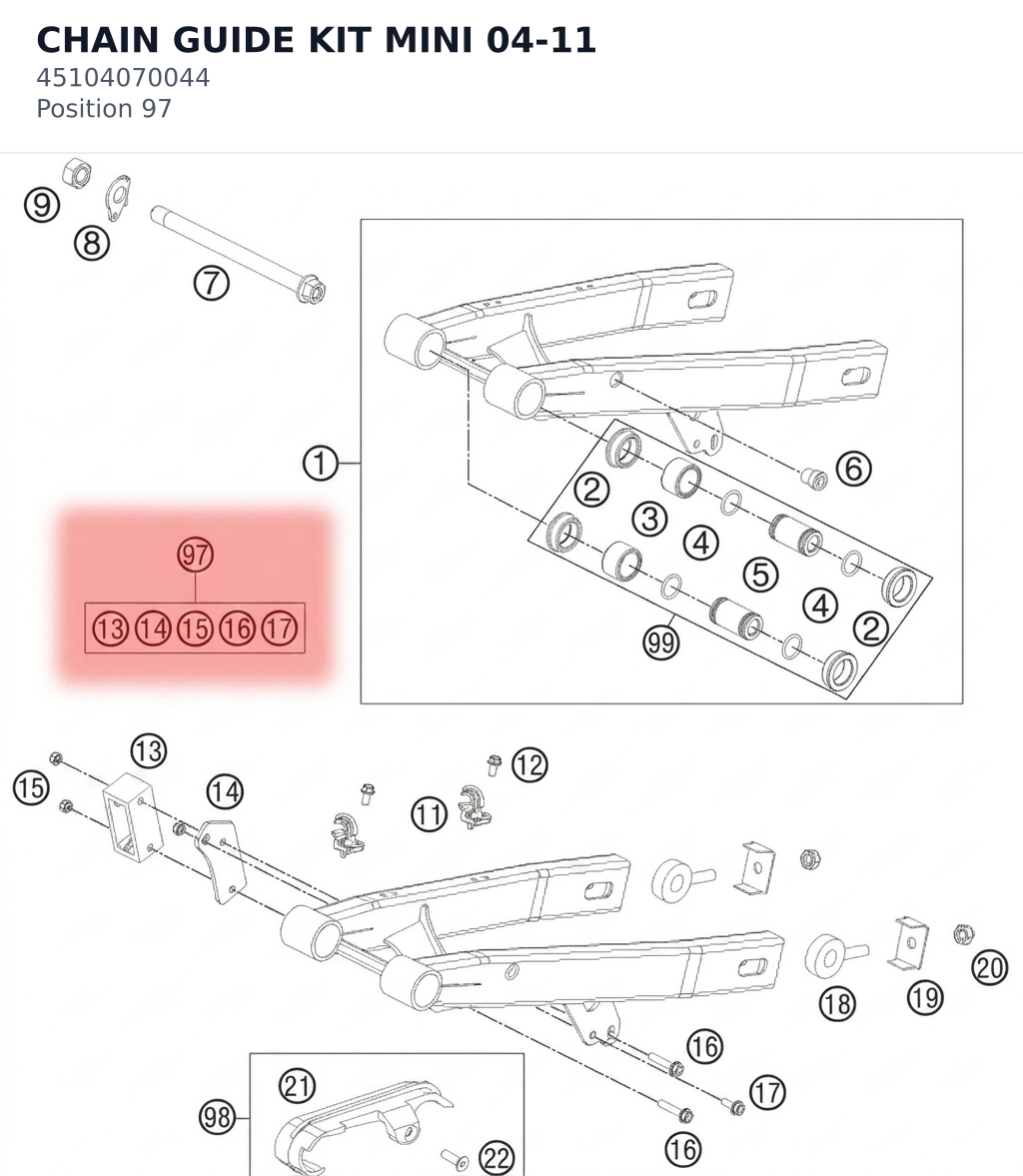 Diagram preview: CHAIN GUIDE KIT MINI 04-11 (45104070044)