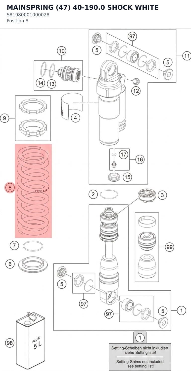 Diagram preview: MAINSPRING (47) 40-190.0 SHOCK WHITE (S81980001000028)