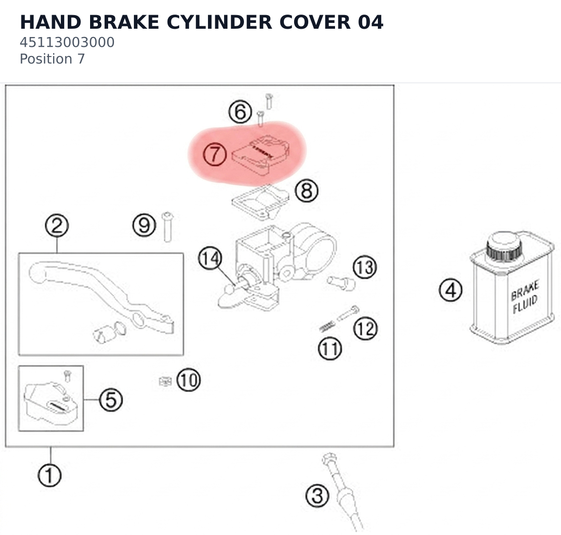 Diagram preview: HAND BRAKE CYLINDER COVER 04 (45113003000)