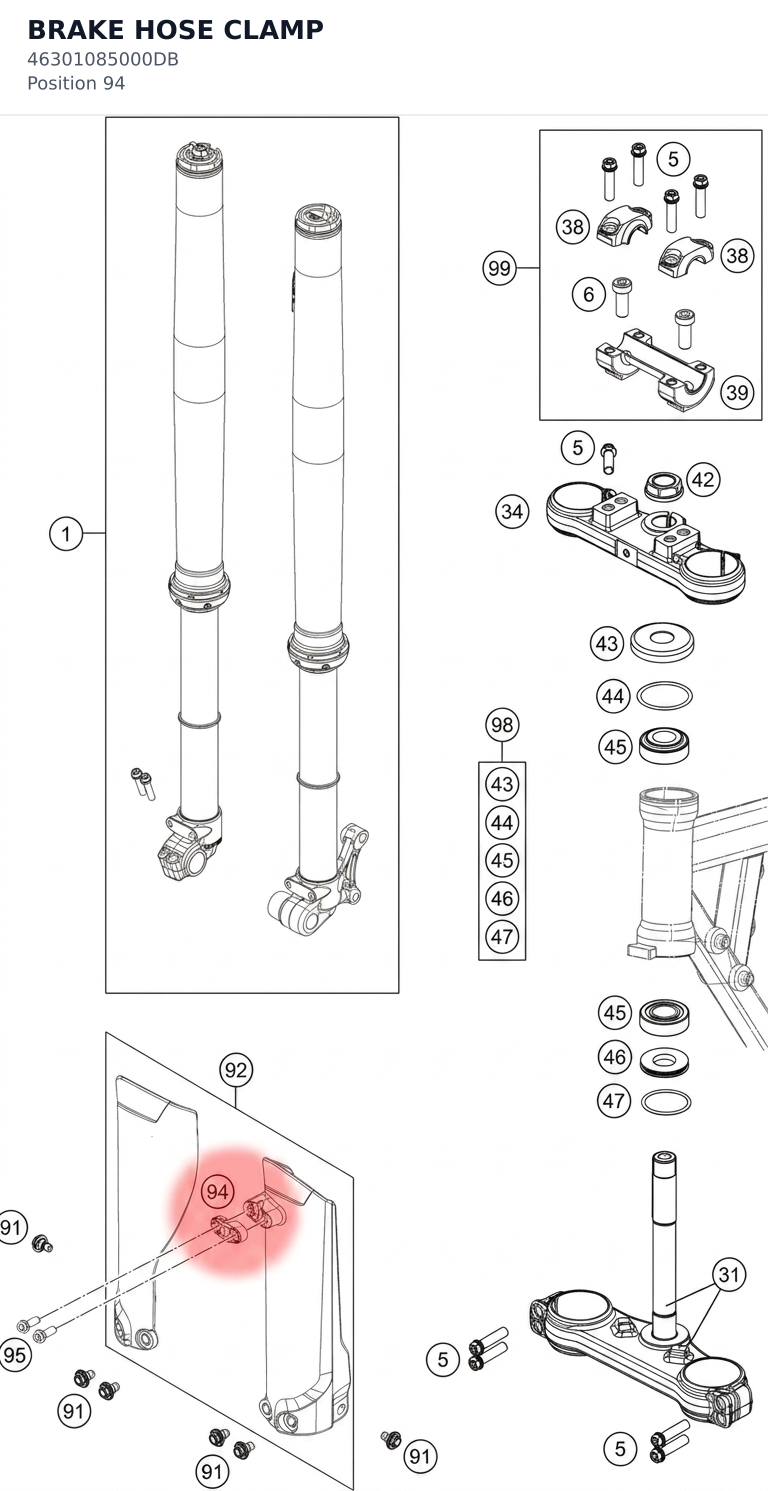 Diagram preview: BRAKE HOSE CLAMP (46301085000DB)