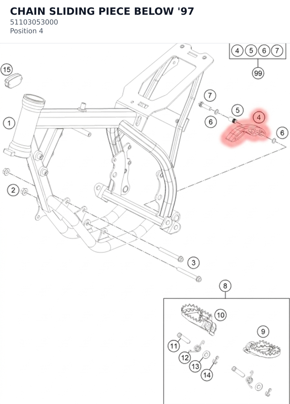 Diagram preview: CHAIN SLIDING PIECE BELOW '97 (51103053000)
