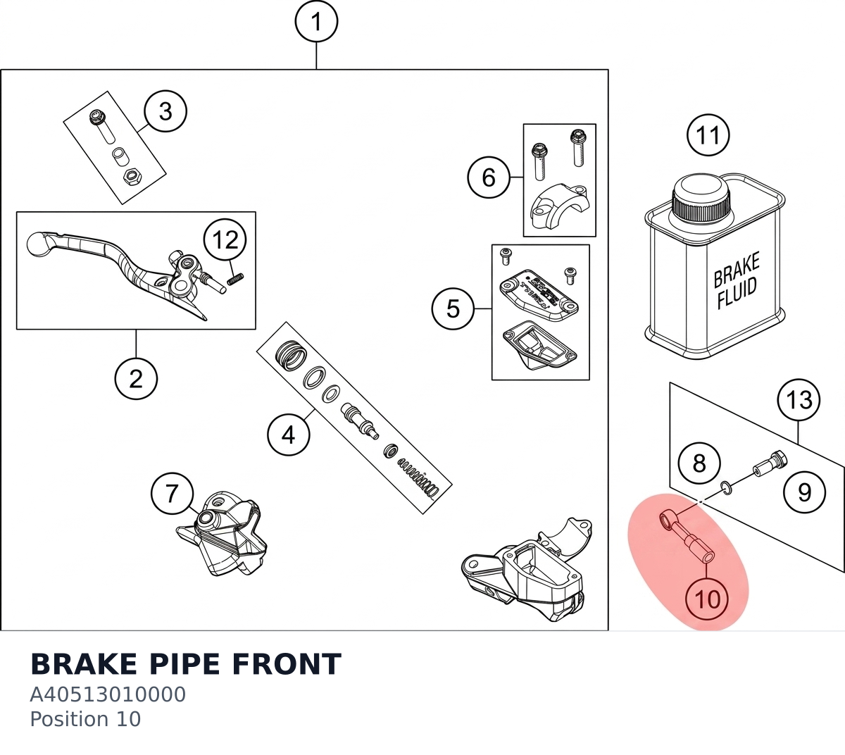 Diagram preview: BRAKE PIPE FRONT (A40513010000)
