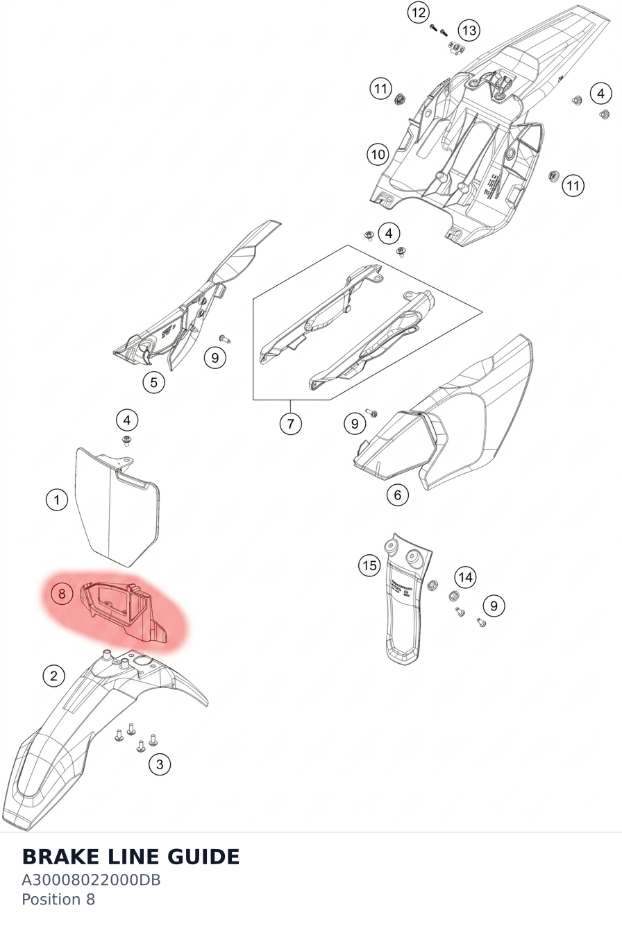 Diagram preview: BRAKE LINE GUIDE (A30008022000DB)