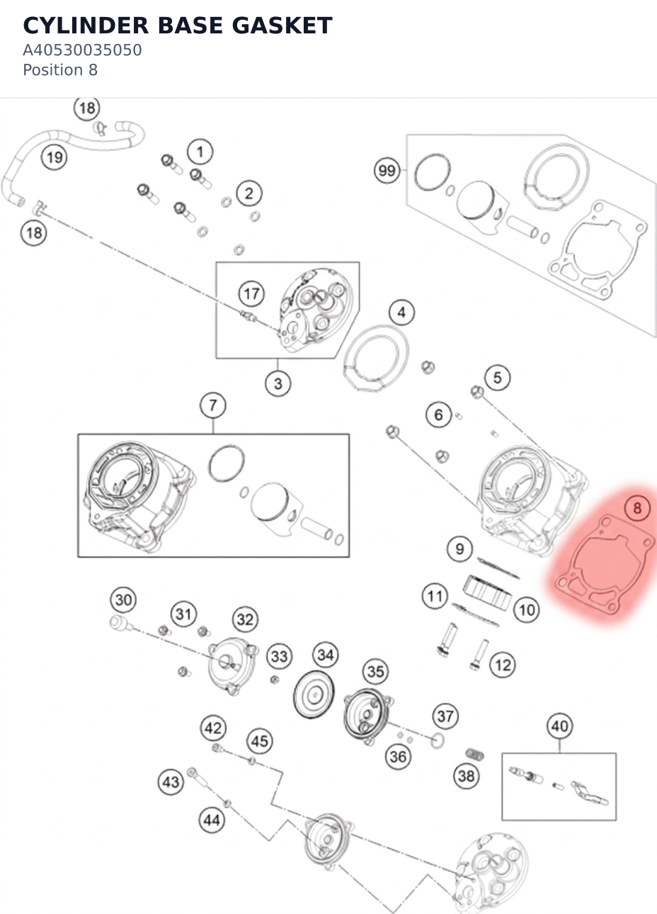Diagram preview: CYLINDER BASE GASKET (A40530035050)