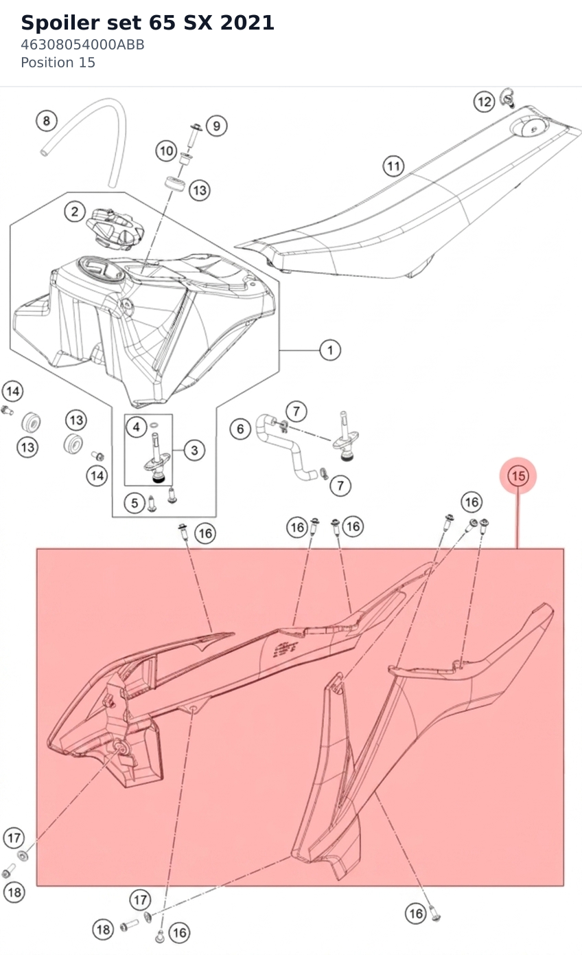Diagram preview: Spoiler set 65 SX 2021 (46308054000ABB)