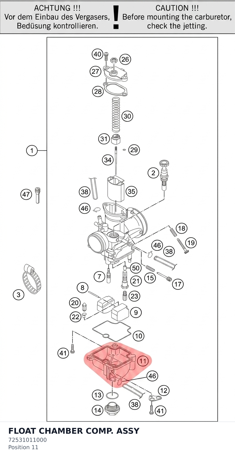 Diagram preview: FLOAT CHAMBER COMP. ASSY (72531011000)