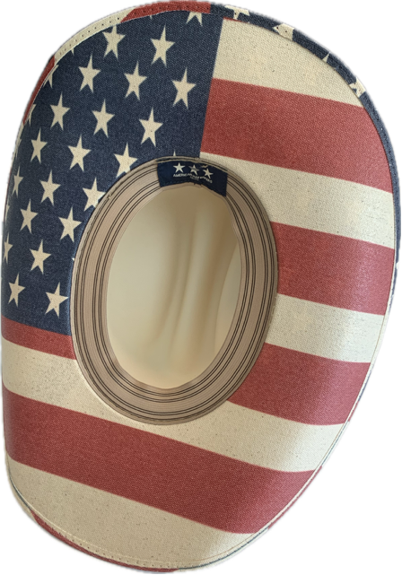 Cowboy hat with American flag design on a white background