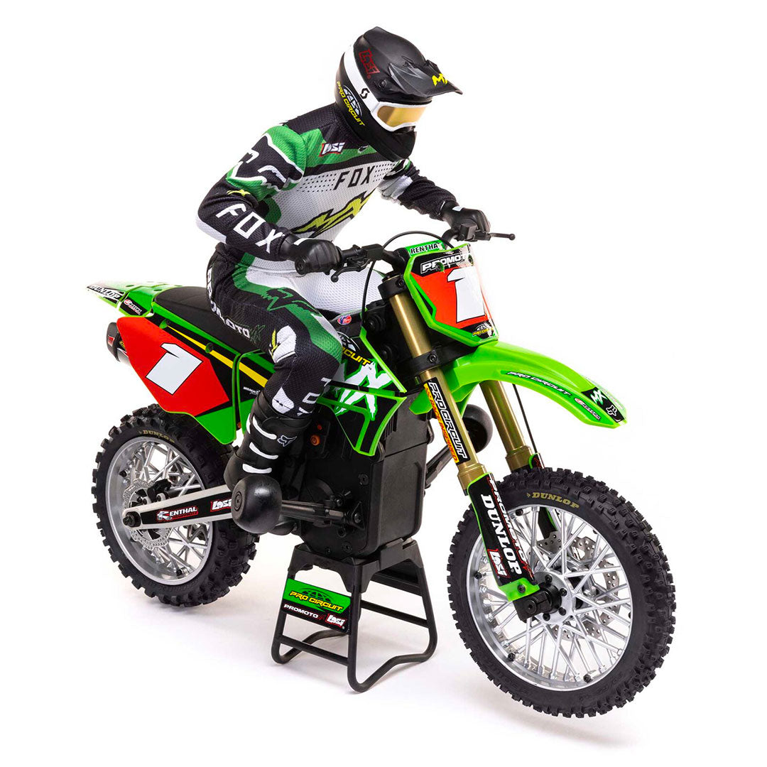 1/4 Promoto1/4 Promoto-MX Motorcycle RTR with Battery and Charger, Pro Circuit - Green - Losi - LOS06002