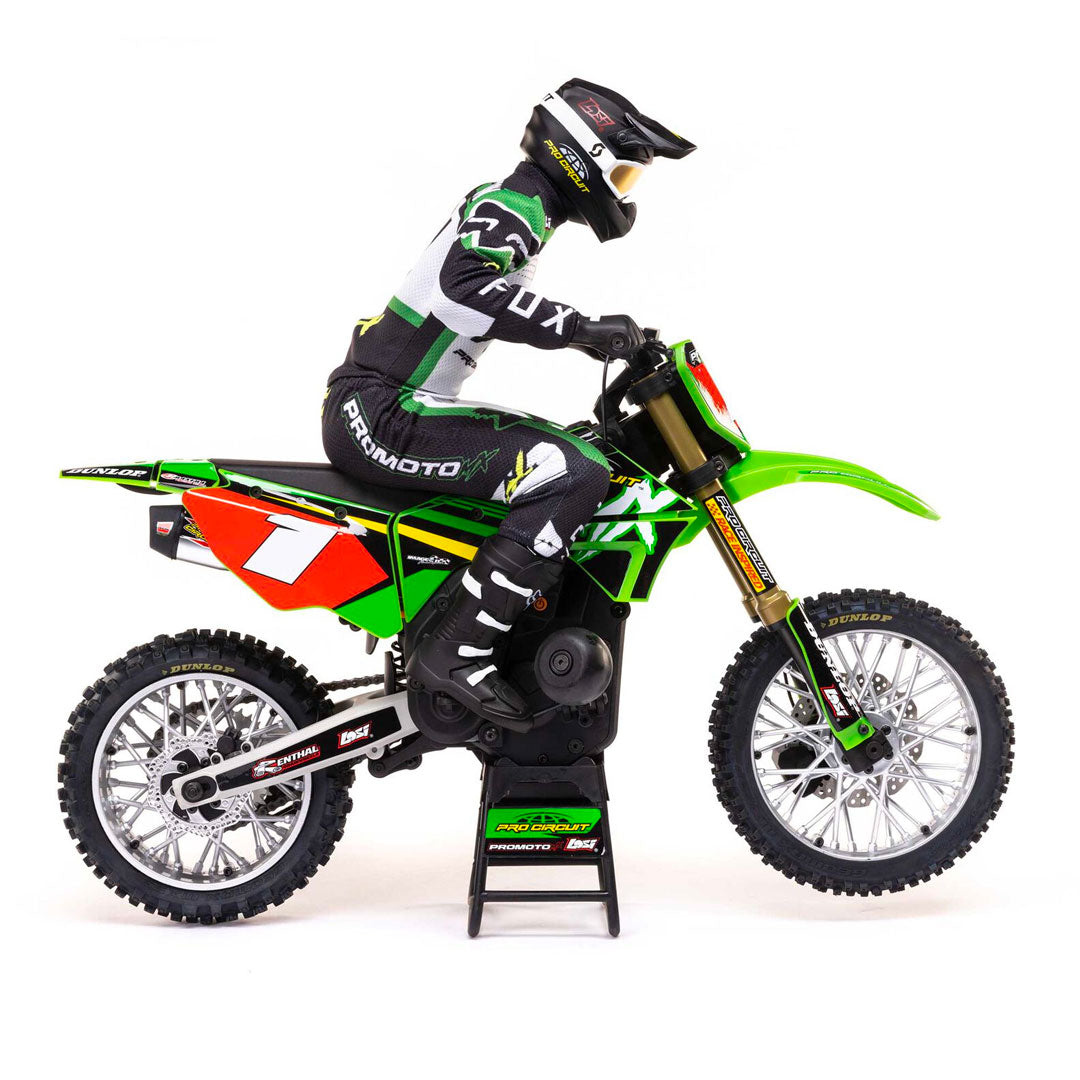 1/4 Promoto1/4 Promoto-MX Motorcycle RTR with Battery and Charger, Pro Circuit - Green - Losi - LOS06002