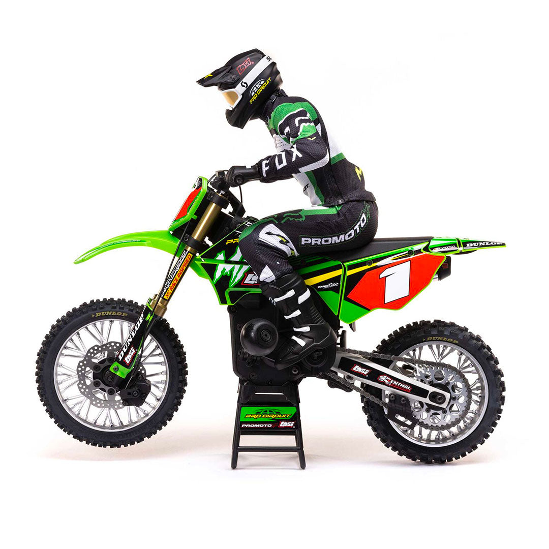 1/4 Promoto1/4 Promoto-MX Motorcycle RTR with Battery and Charger, Pro Circuit - Green - Losi - LOS06002