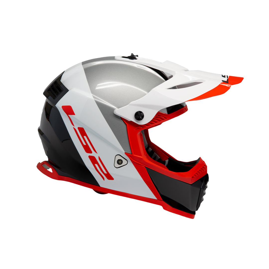 LS2 Gate Youth Launch Full Face MX Motorcycle Helmet White/Red/Blk