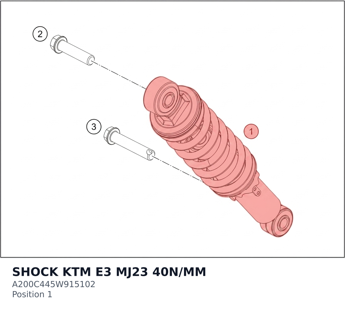 Diagram preview: SHOCK KTM E3 MJ23 40N/MM (A200C445W915102)