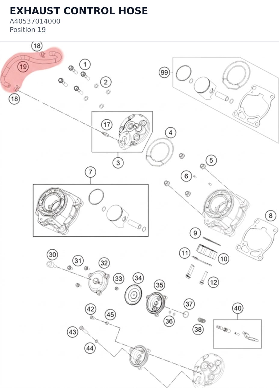 Diagram preview: EXHAUST CONTROL HOSE (A40537014000)